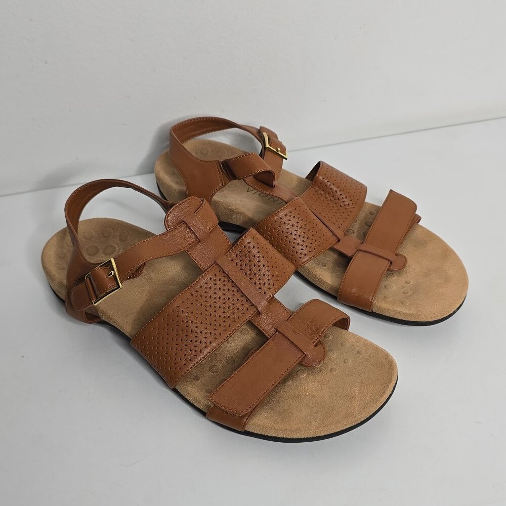 Vionic Womens Palma Size 11 Brown Sandals Orthotic Slingback Hook & Loop Strappy